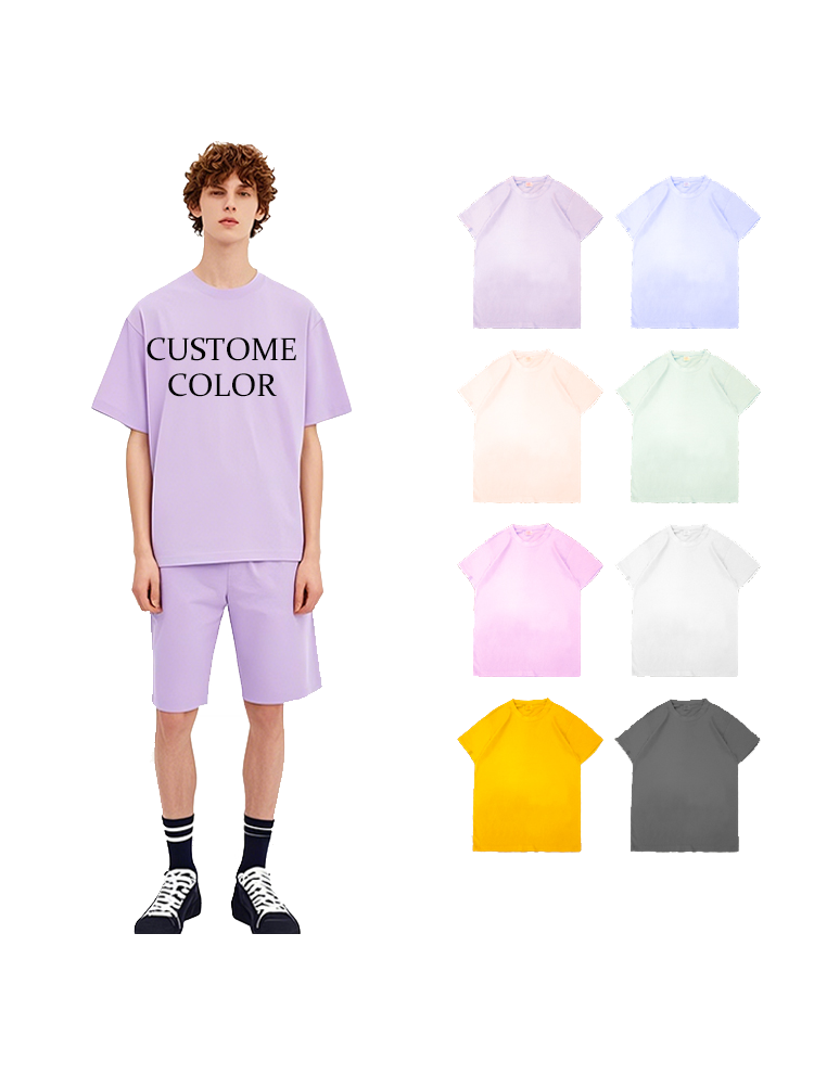 Camiseta com gola redonda e várias cores, camiseta pesada com logotipo personalizado