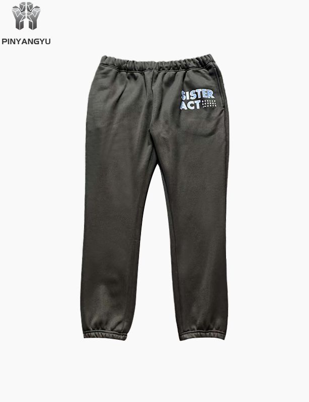 Calça de moletom masculina larga com logotipo personalizado de alta qualidade em algodão com perna reta