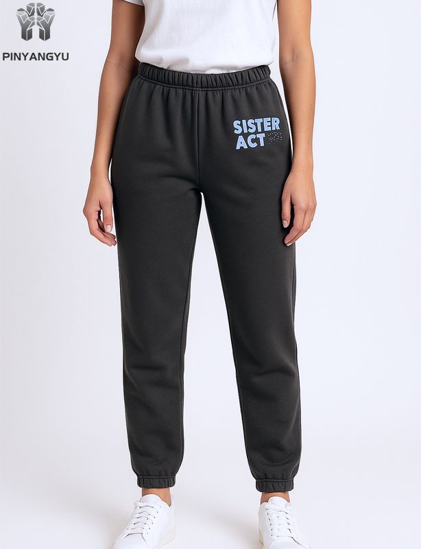 Calça de moletom masculina larga com logotipo personalizado de alta qualidade em algodão com perna reta