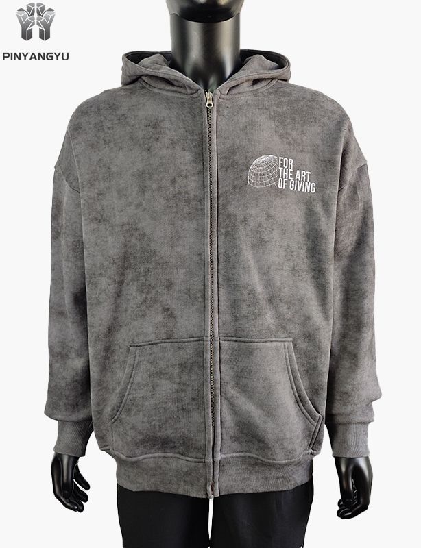 tecido acidwash e logotipo bordado personalizado