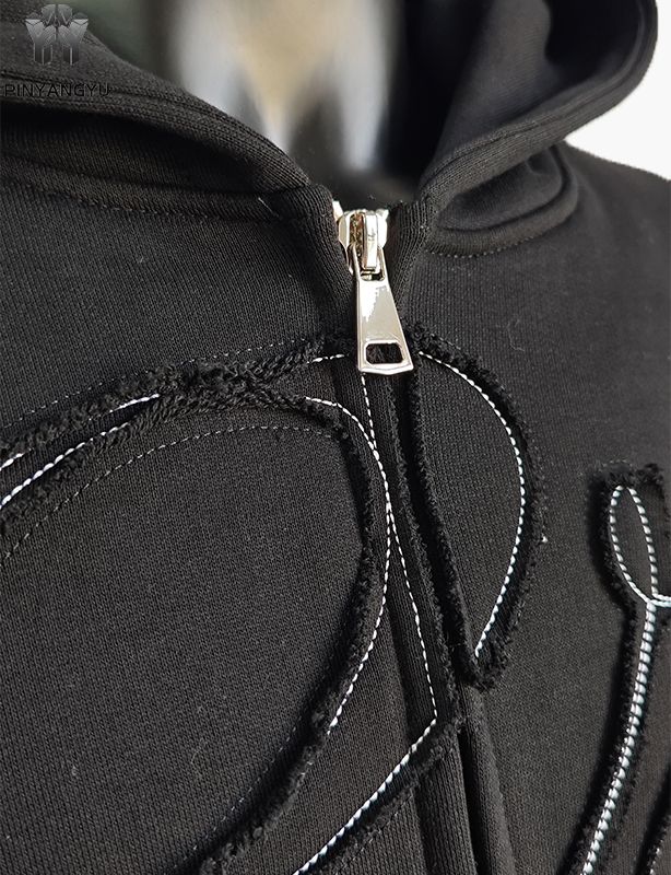 Moletom com capuz e zíper duplo personalizado com bordado de patch
