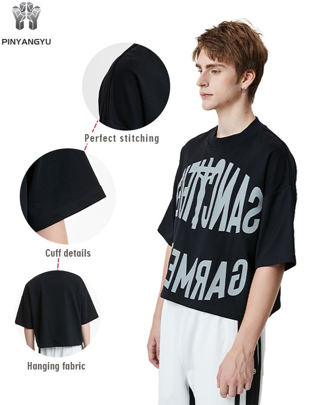 Crop Top Preto - Camiseta de Algodão Macio Personalizada e Personalizada