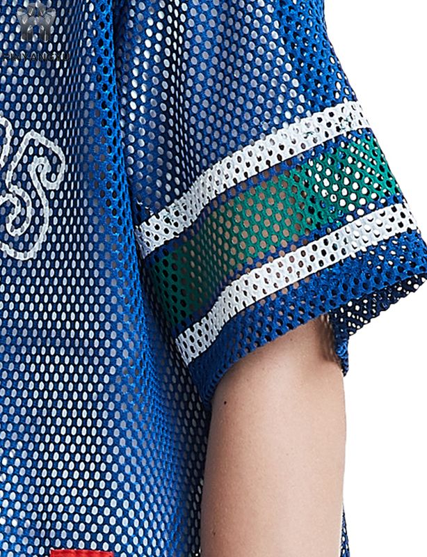 Camiseta de malha macro personalizada, camiseta de malha respirável com furos grandes para esportes e verão