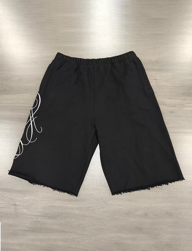 Shorts bordados French Terry masculino &ndash; Shorts macios casuais para uso di&aacute;rio no ver&atilde;o