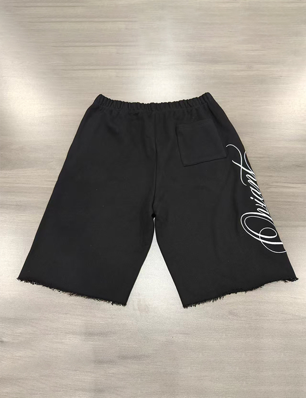 Shorts bordados French Terry masculino &ndash; Shorts macios casuais para uso di&aacute;rio no ver&atilde;o