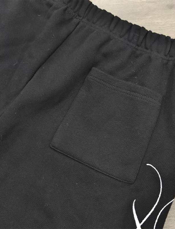 Shorts bordados French Terry masculino &ndash; Shorts macios casuais para uso di&aacute;rio no ver&atilde;o